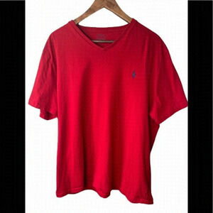 𝅺polo by Ralph Lauren red v-neck t-shirt size XL
